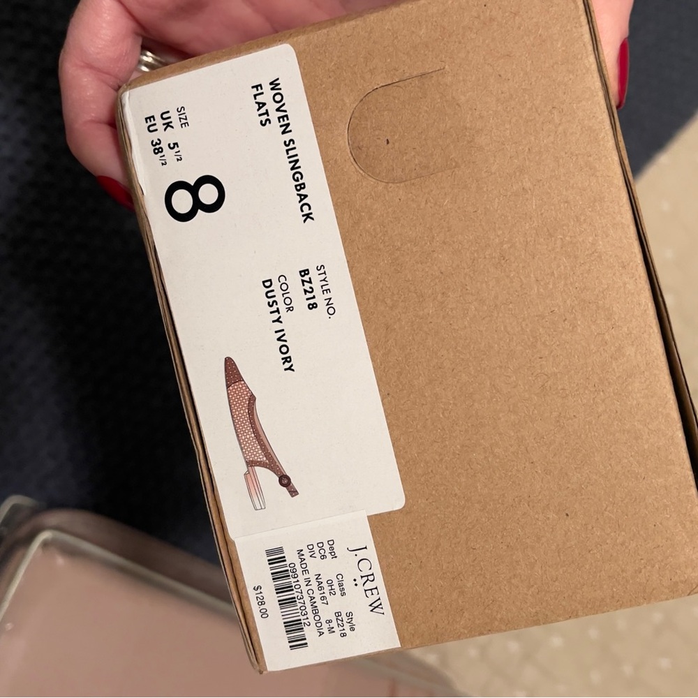 J. Crew Cream Woven Slingback Flats